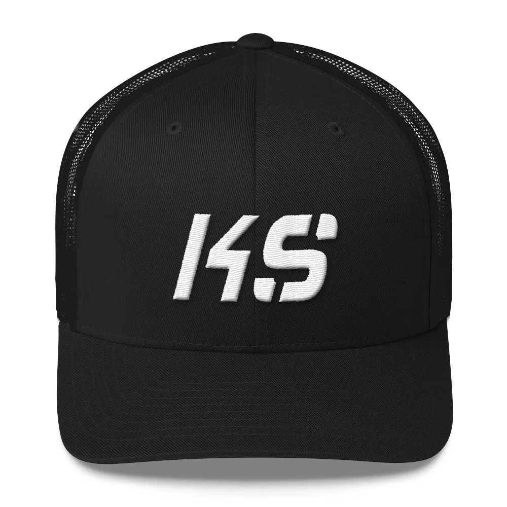 Kansas Trucker Cap with White Embroidery - KS - Multiple Color Options