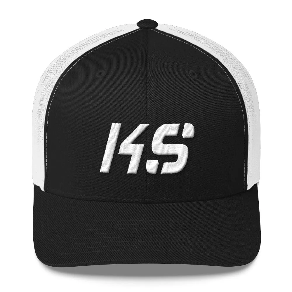 Kansas Trucker Cap with White Embroidery - KS - Multiple Color Options