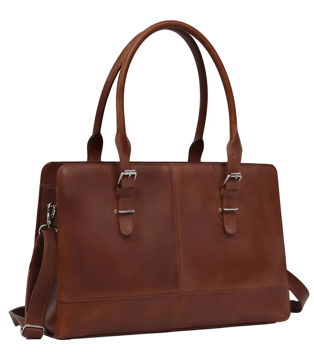 Kenna Tan Real Leather Tote Bag for Women's