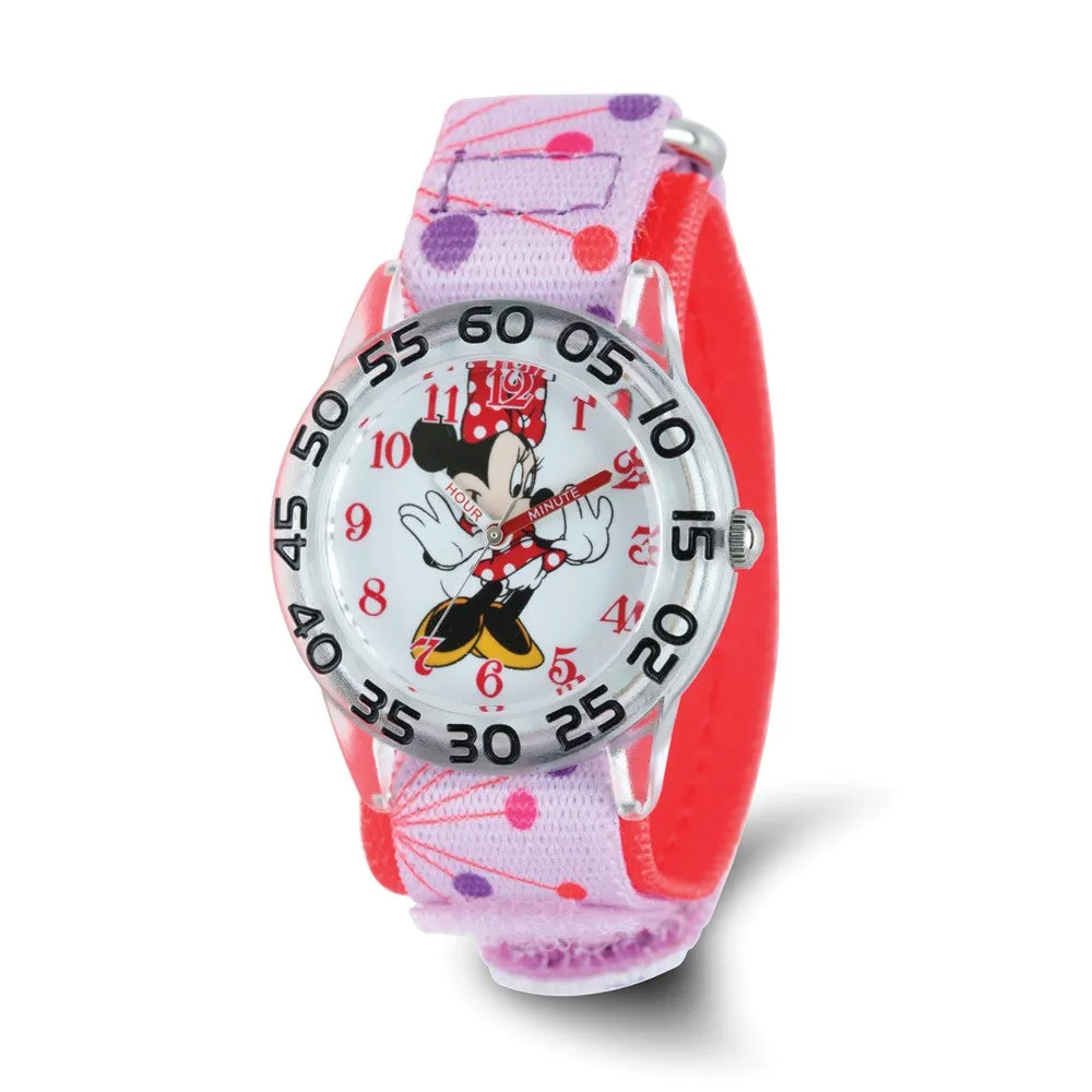 Kids Minnie Mouse Pink Polka Dot Time Teaching Acrylic Watch by Disney