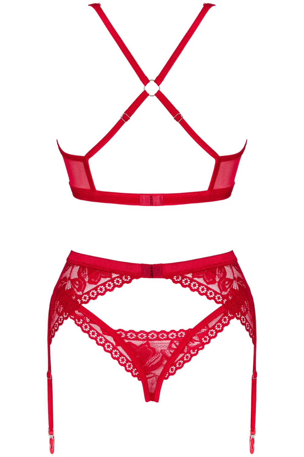 Lace Bra, Thong & Suspender Set