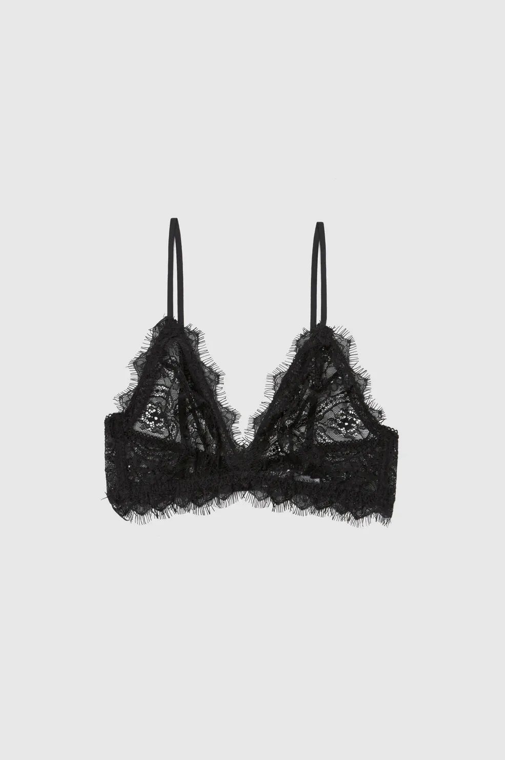 Lace Bra With Trim - Black