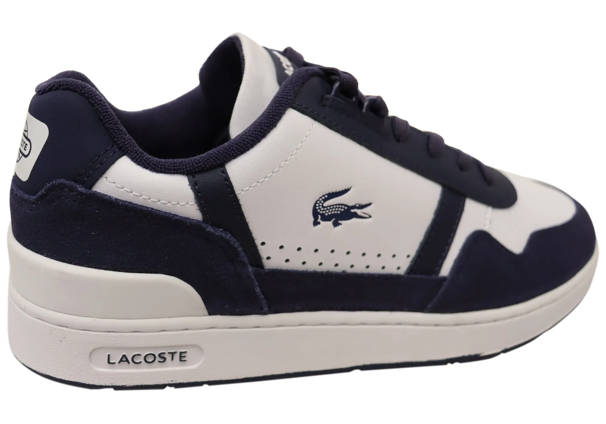 Lacoste Mens Comfortable Leather Graphic Print T Clip Sneakers