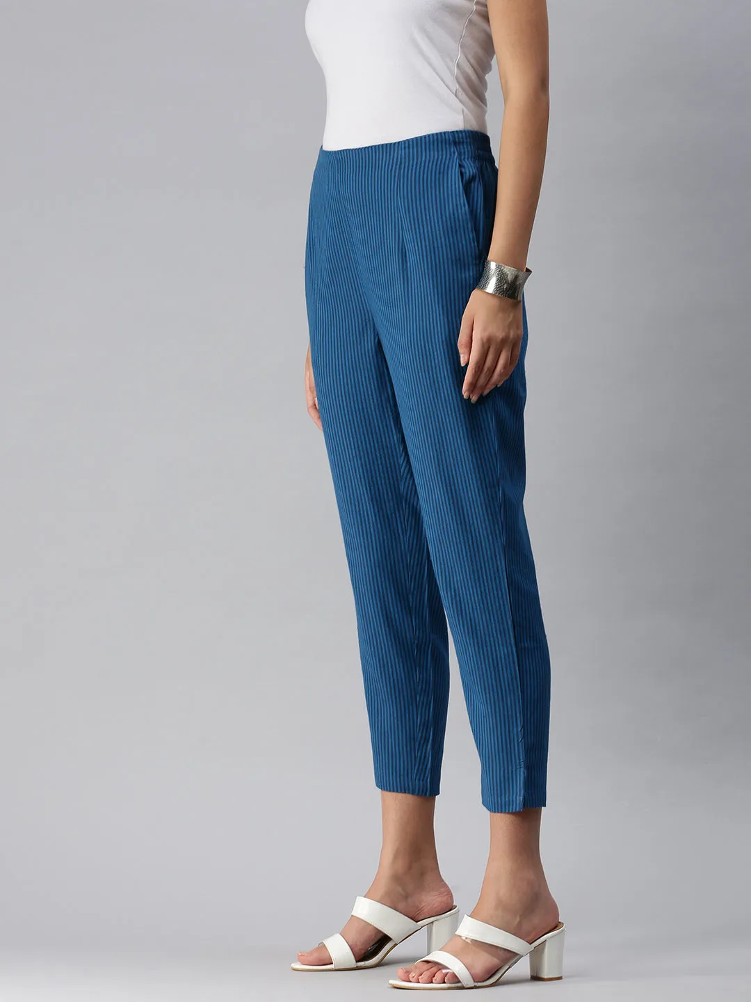 Ladies Straight Pant Indigo Blue