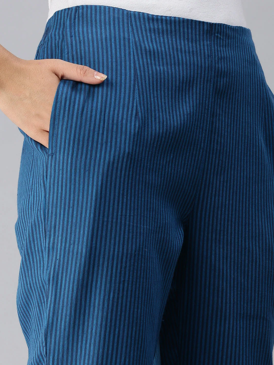 Ladies Straight Pant Indigo Blue