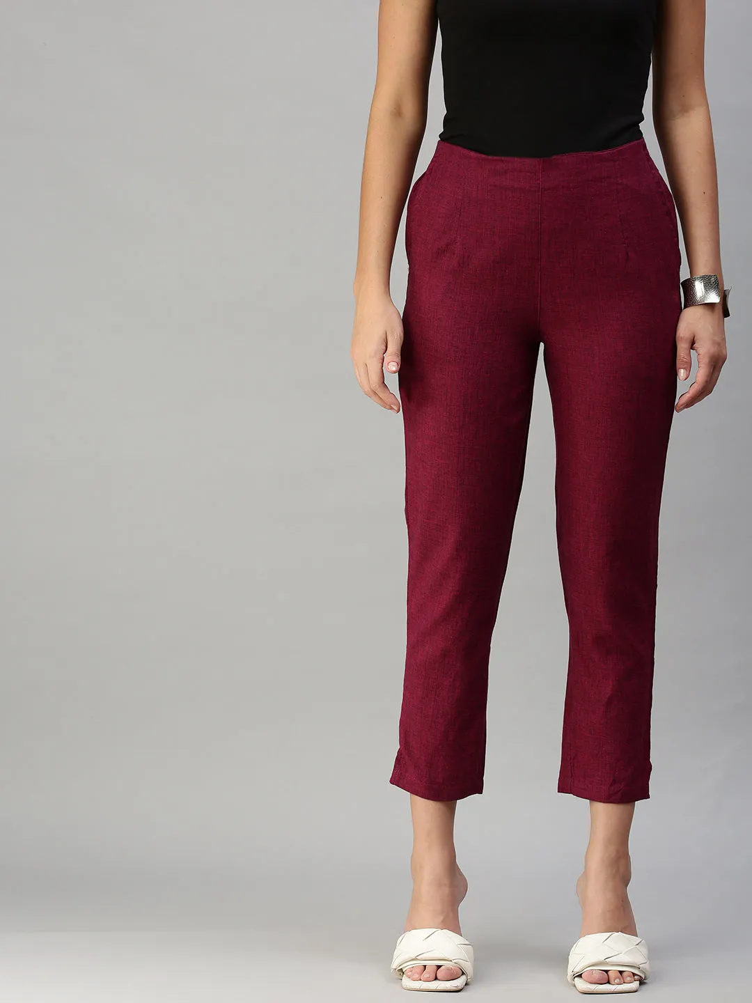 Ladies Straight Pant Maroon