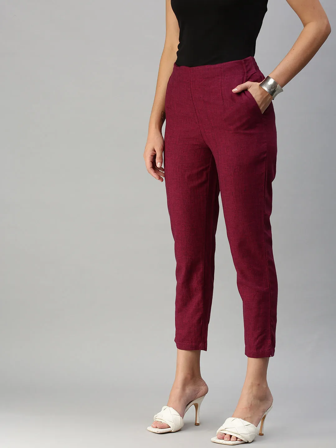 Ladies Straight Pant Maroon