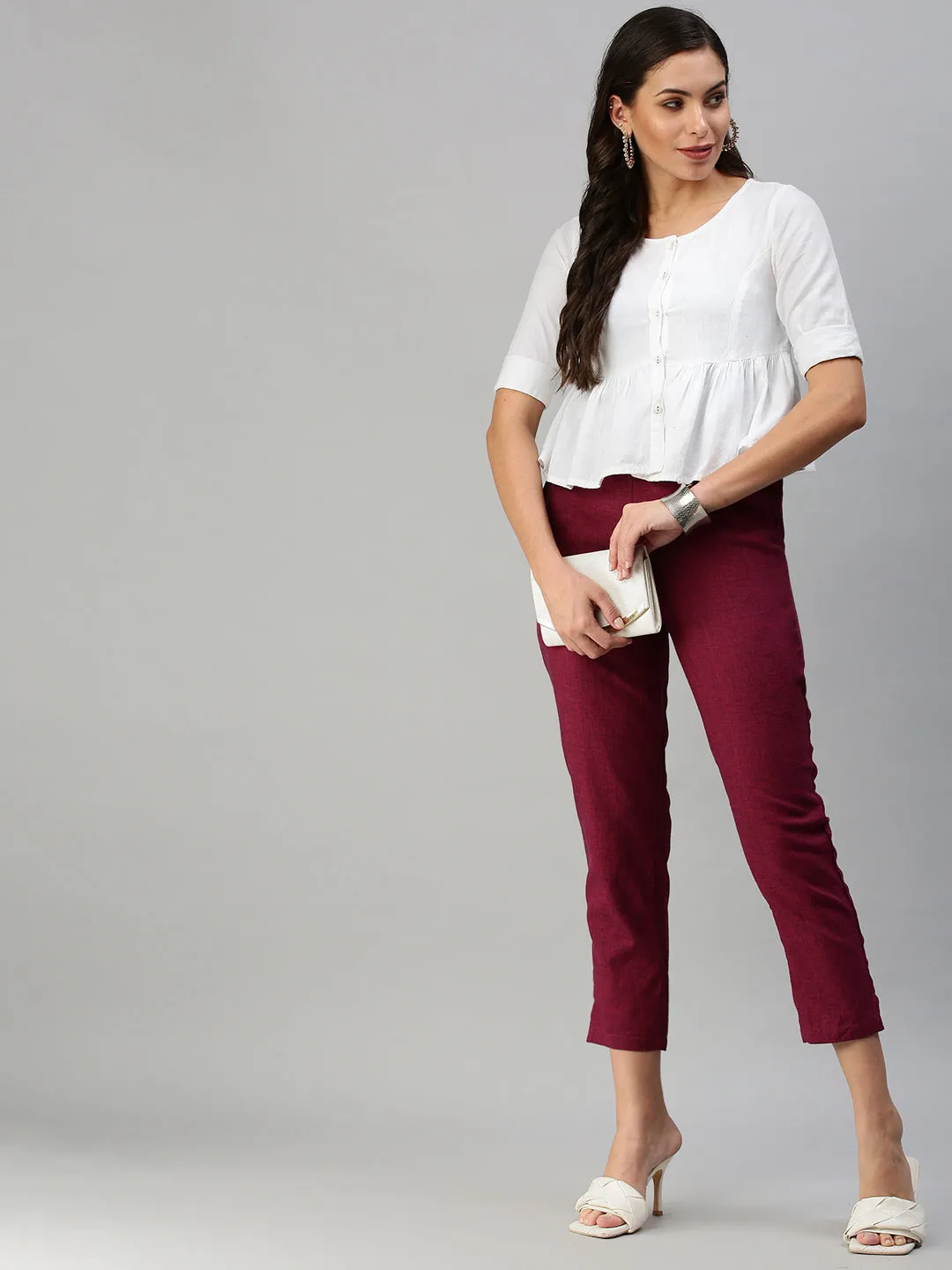 Ladies Straight Pant Maroon