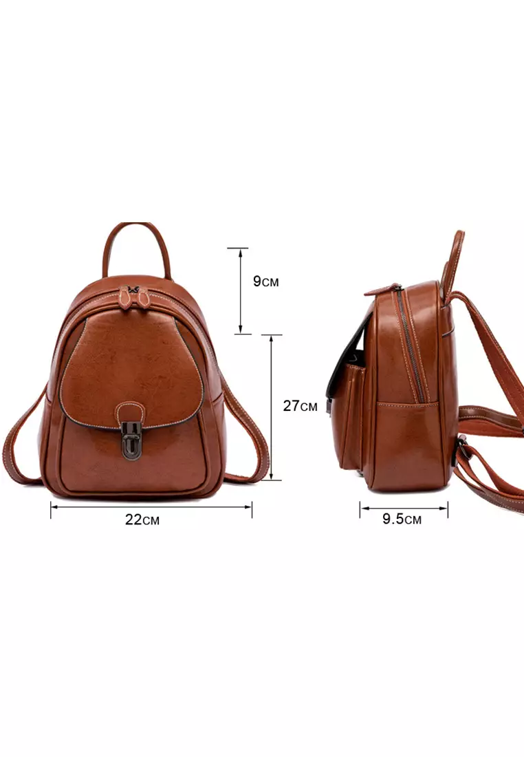 Lara Vintage Zippered Cowhide Leather Backpacks for Women