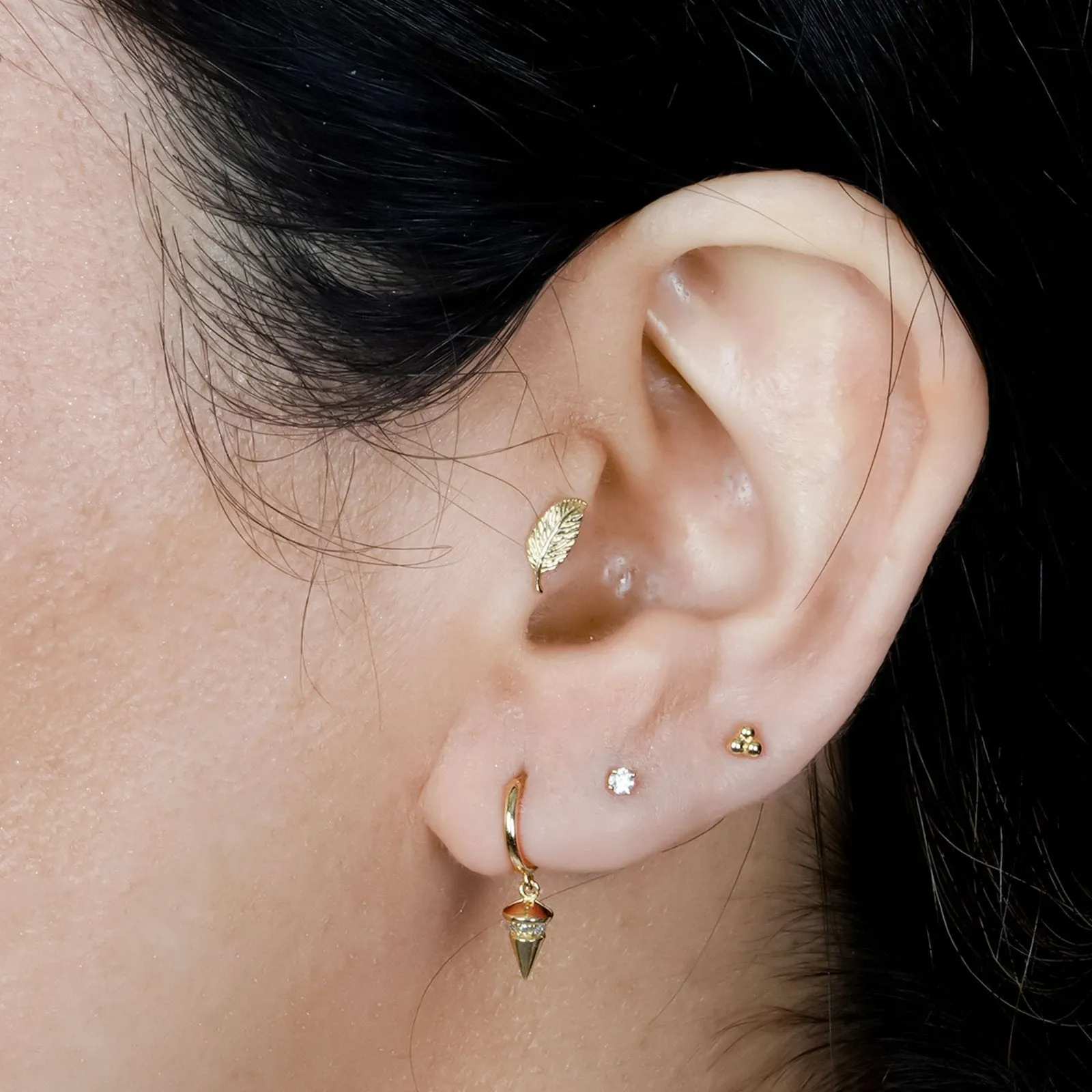 Flat Back Leaf Earring