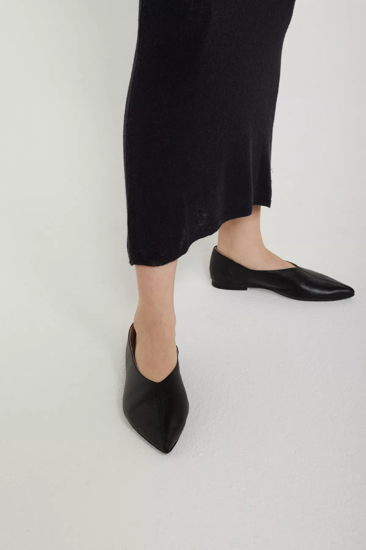 Leather ballet flat mules