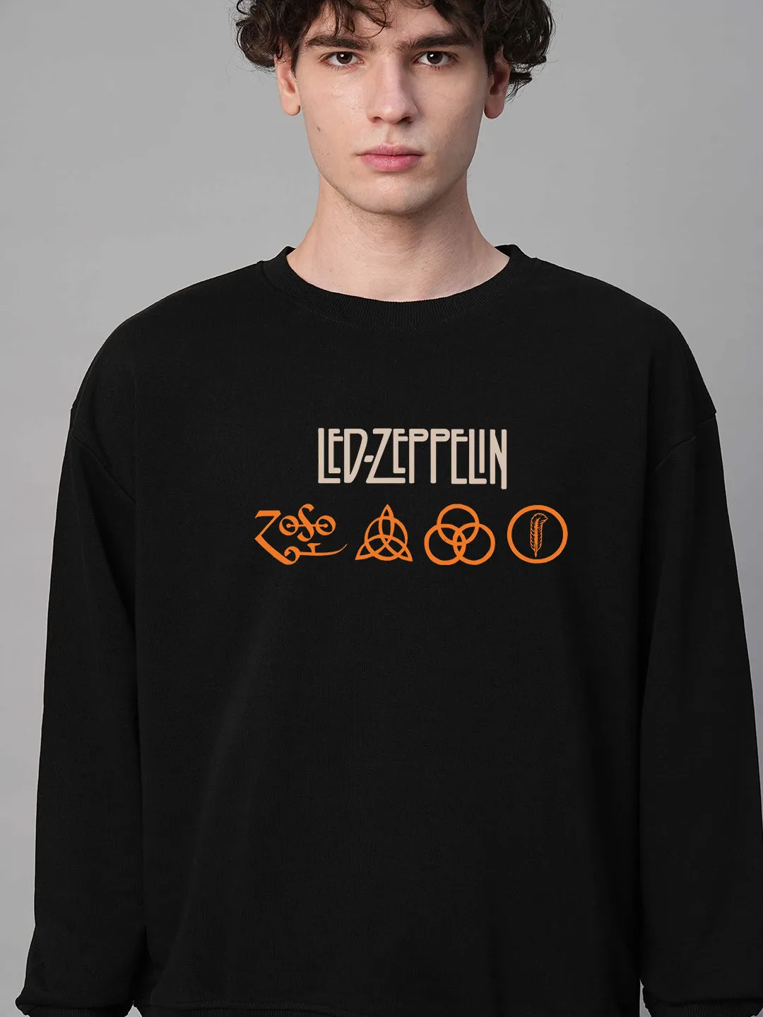 Led Zeppelin Men Drop Shoulder Premium Terry Sweatshirt