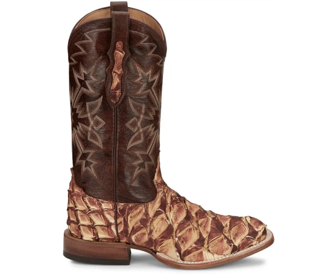 Leon Cognac Pirarucu Tony Lama Men's Cowboy Boots