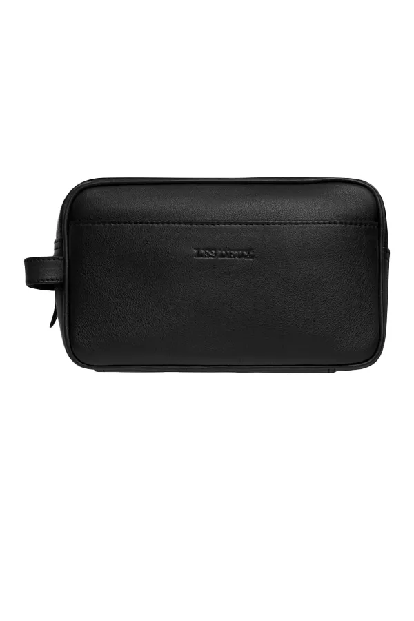 Black Leather Wash Bag by Les Deux