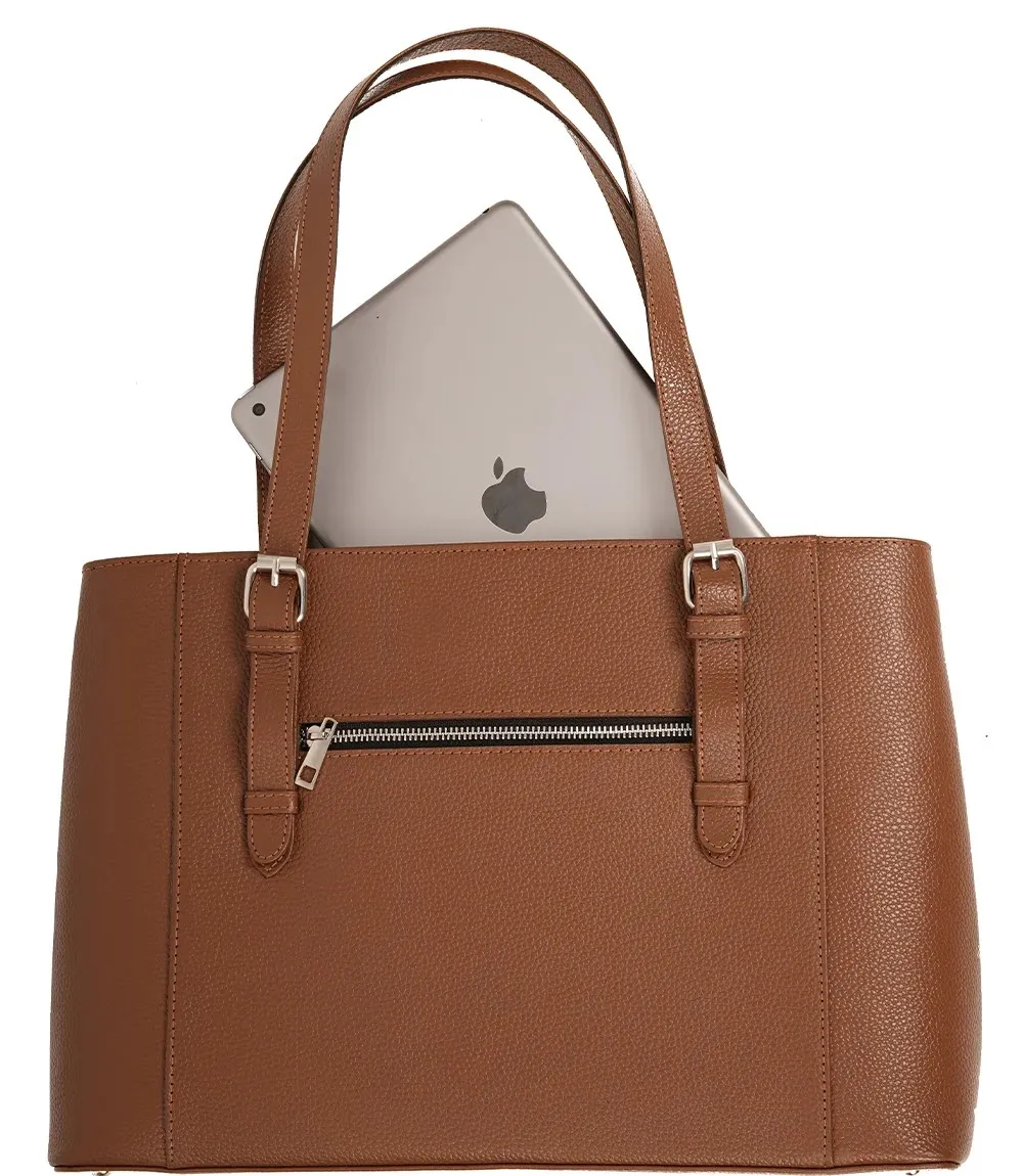 Lewis Tan Real Leather Shoulder Tote Bag for Women