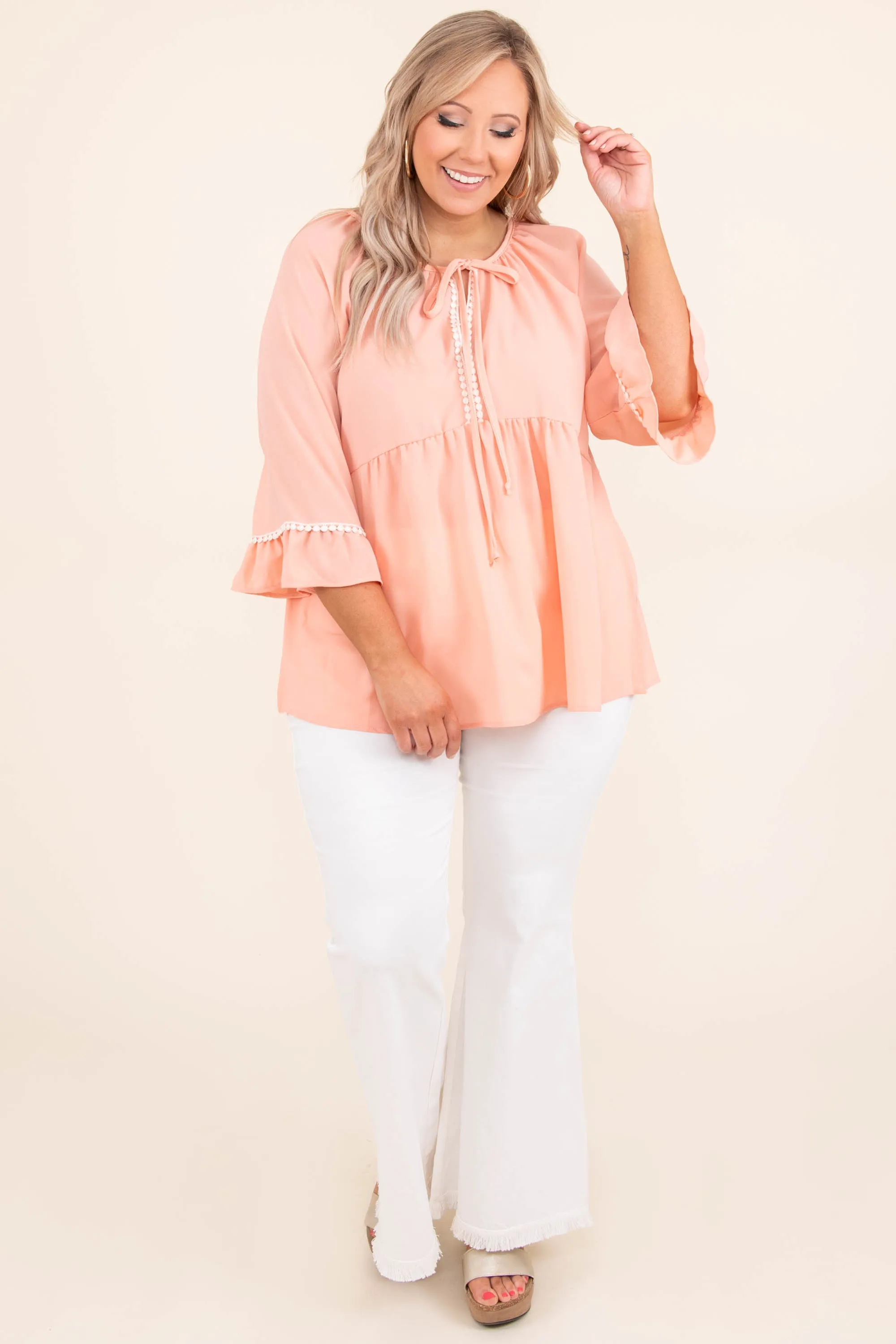 Peach Top - Pastel Orange Blouse, Cute & Stylish