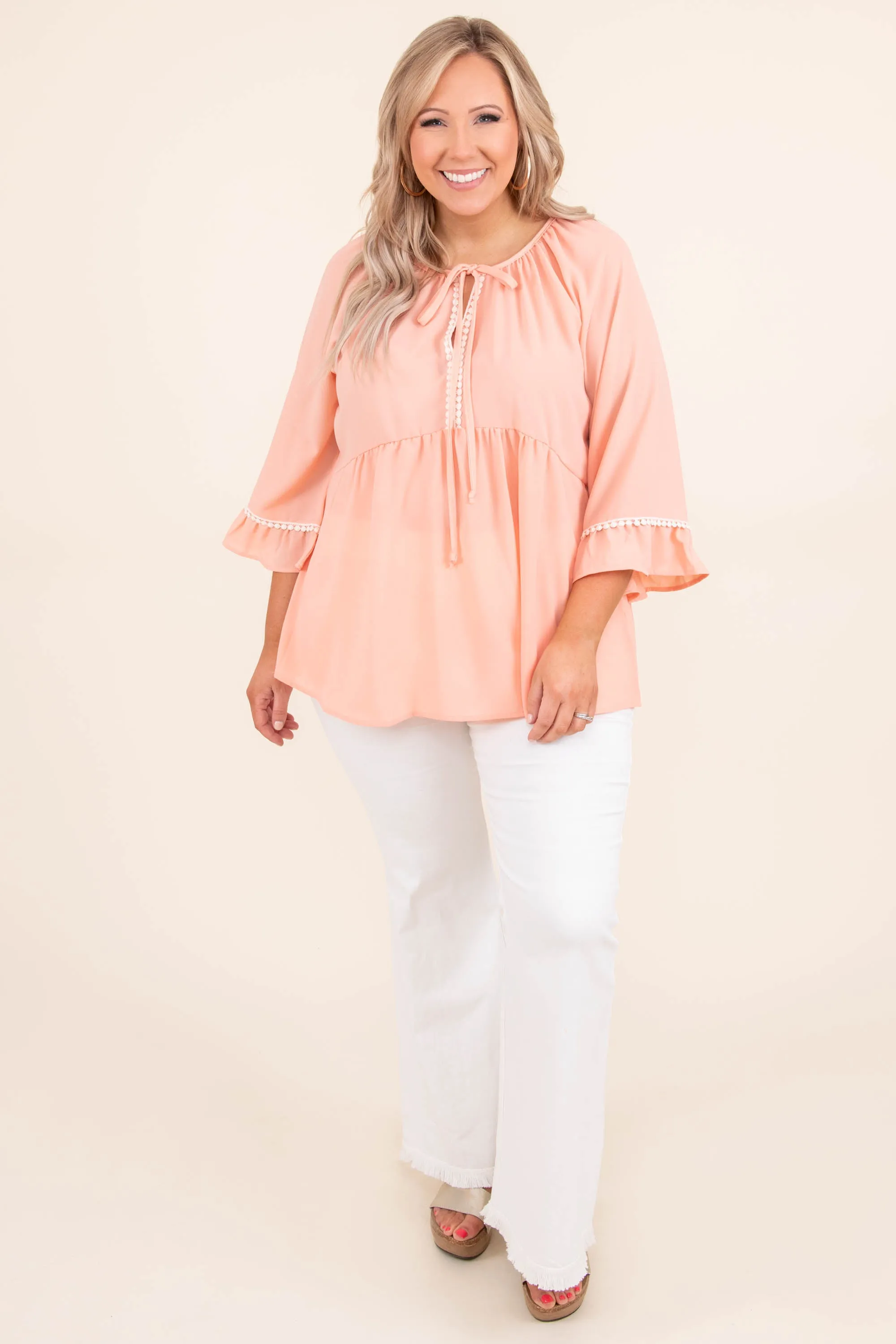 Peach Top - Pastel Orange Blouse, Cute & Stylish