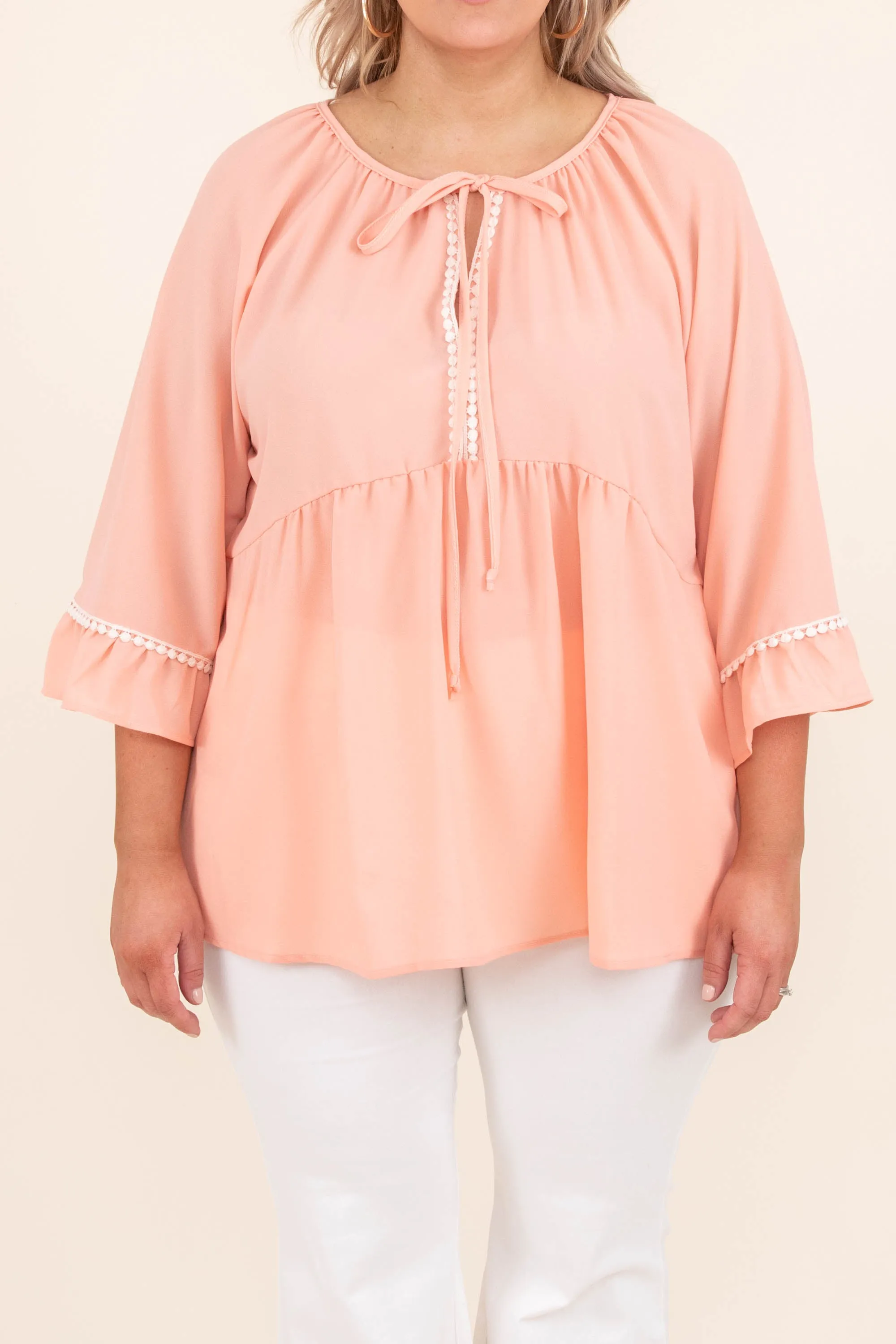 Peach Top - Pastel Orange Blouse, Cute & Stylish