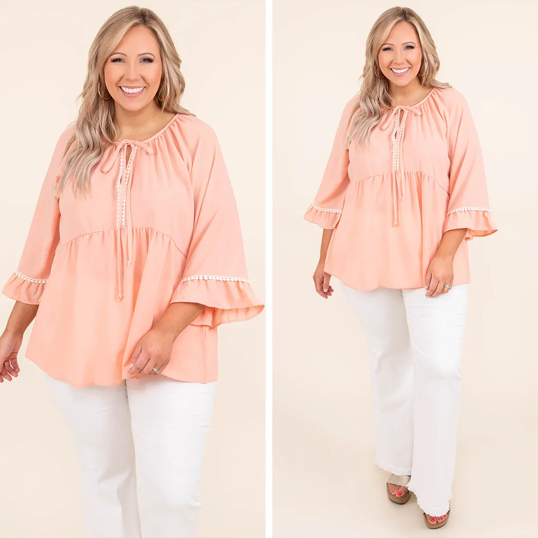 Peach Top - Pastel Orange Blouse, Cute & Stylish