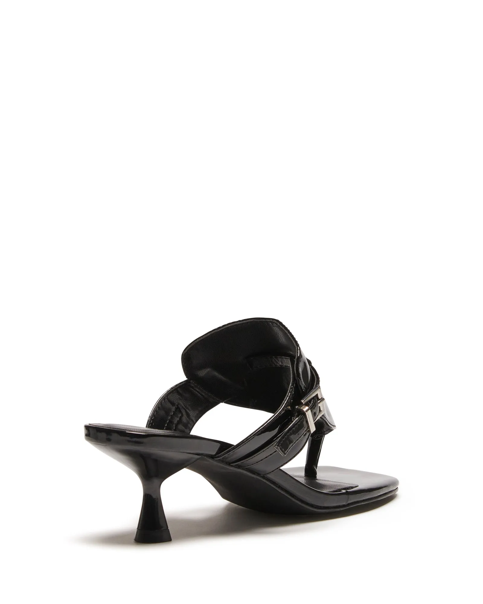 Locked Thong Heel Black Patent