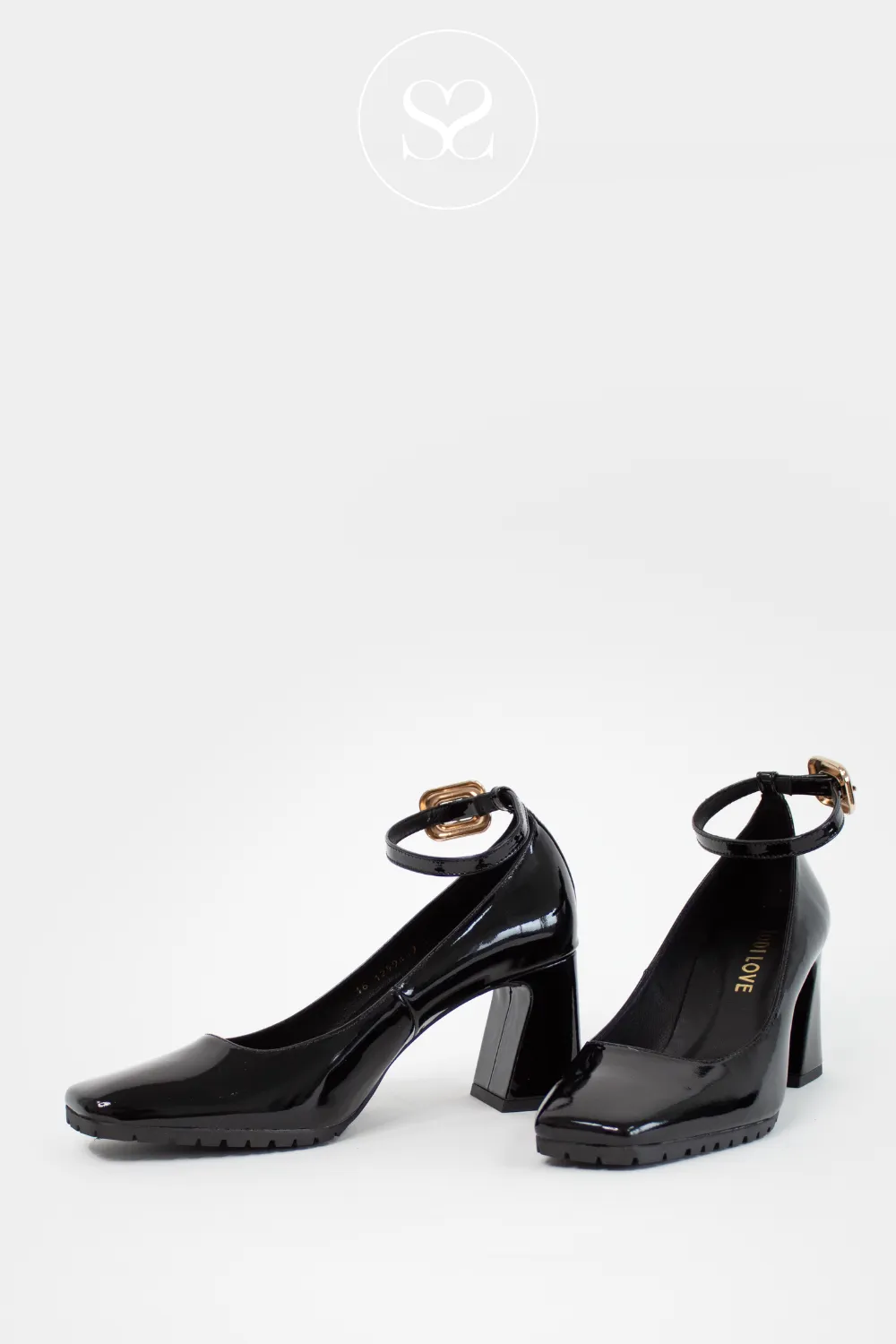 LODI BRE4921 BLACK PATENT LEATHER BLOCK HEEL MARY-JANE SHOES