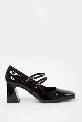 LODI BRE4923 BLACK PATENT LEATHER MARY-JANE BLOCK HEEL SHOES