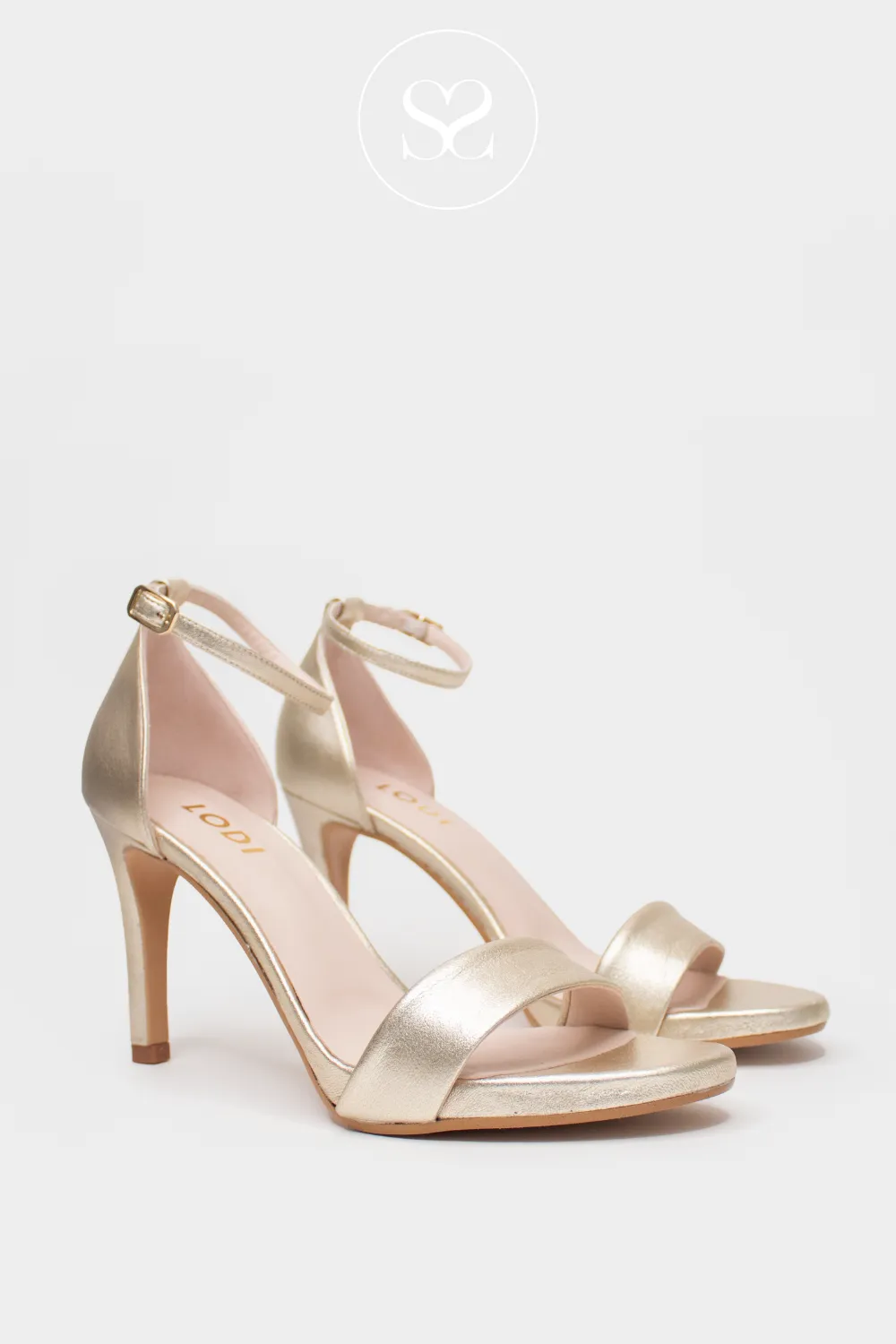 LODI IGOR-X GOLD LEATHER HIGH HEEL SANDALS