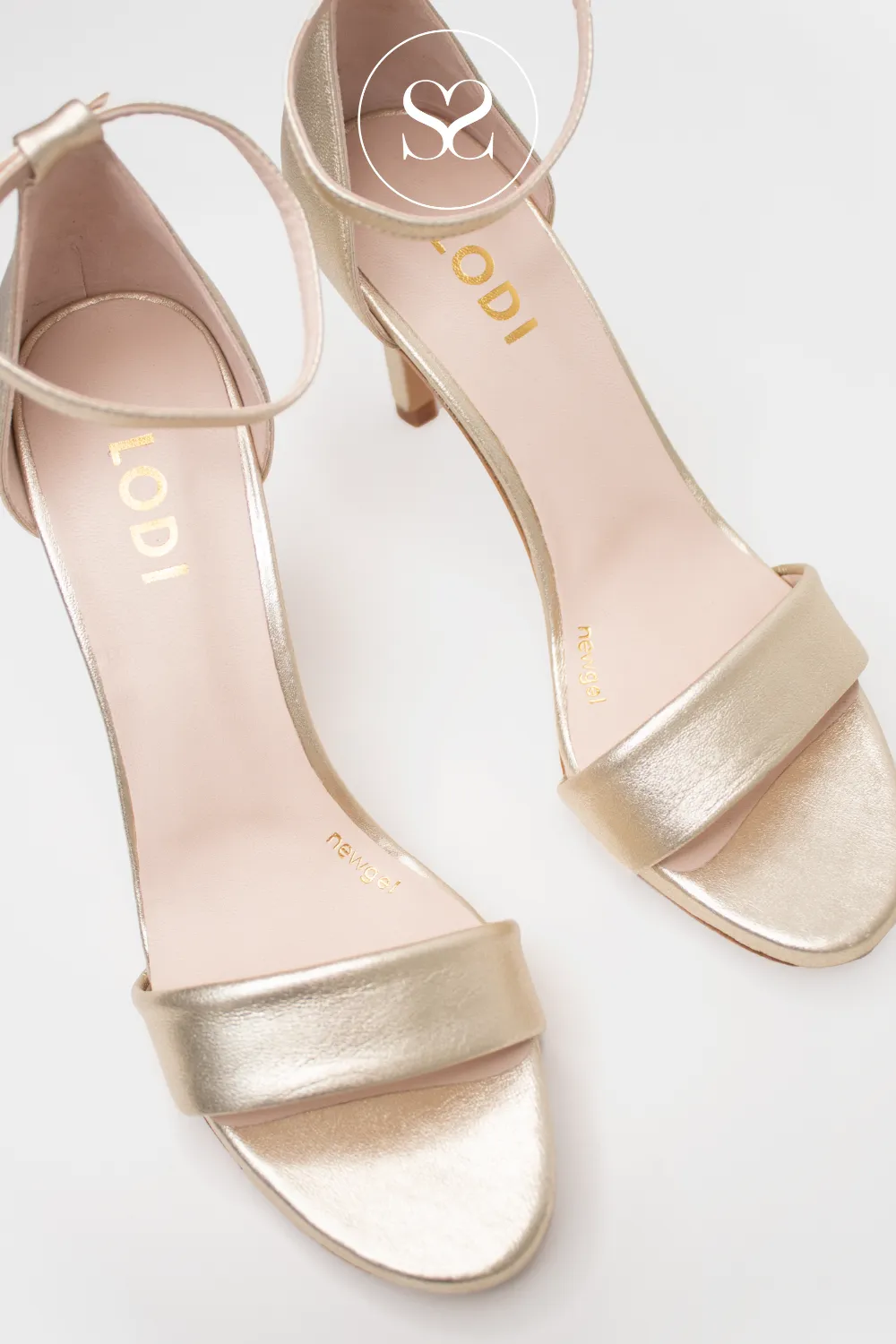 LODI IGOR-X GOLD LEATHER HIGH HEEL SANDALS