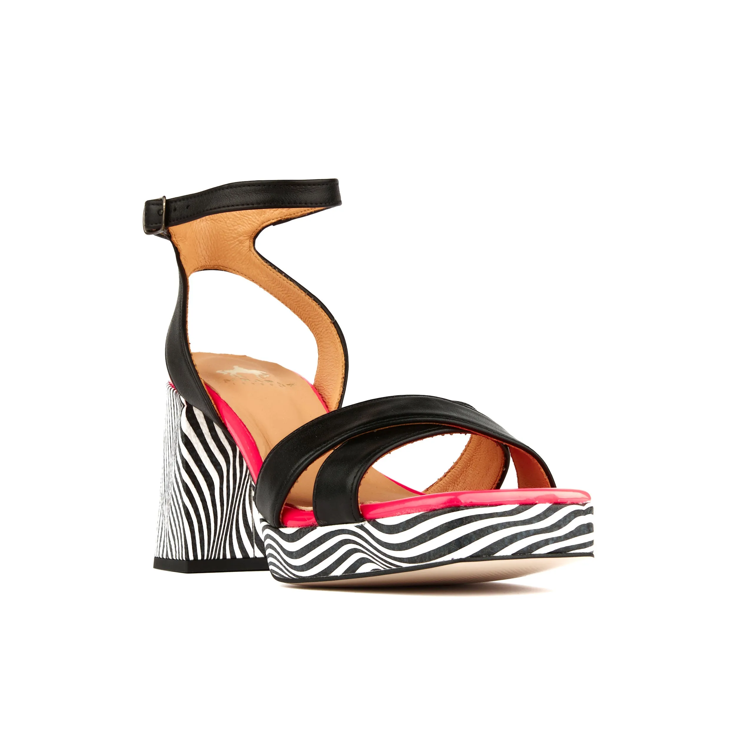 LONG BEACH FLAMINGO - Women's platform block heel sandal with criss cross straps