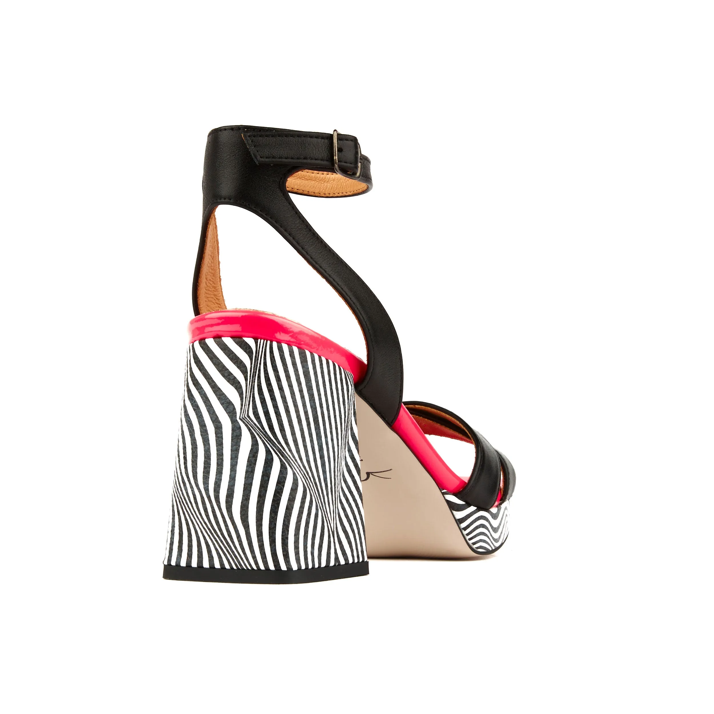 LONG BEACH FLAMINGO - Women's platform block heel sandal with criss cross straps