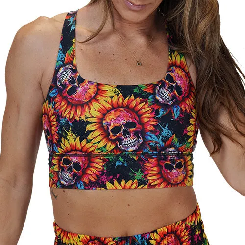 Longline Bra | Skull Flower