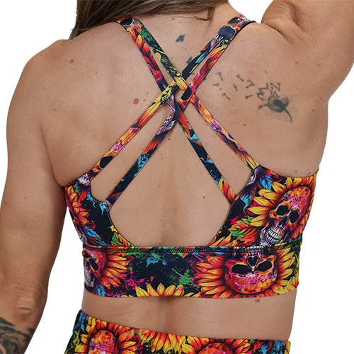 Longline Bra | Skull Flower