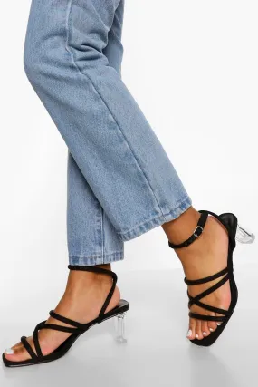 Low Strappy Clear Heel Sandal