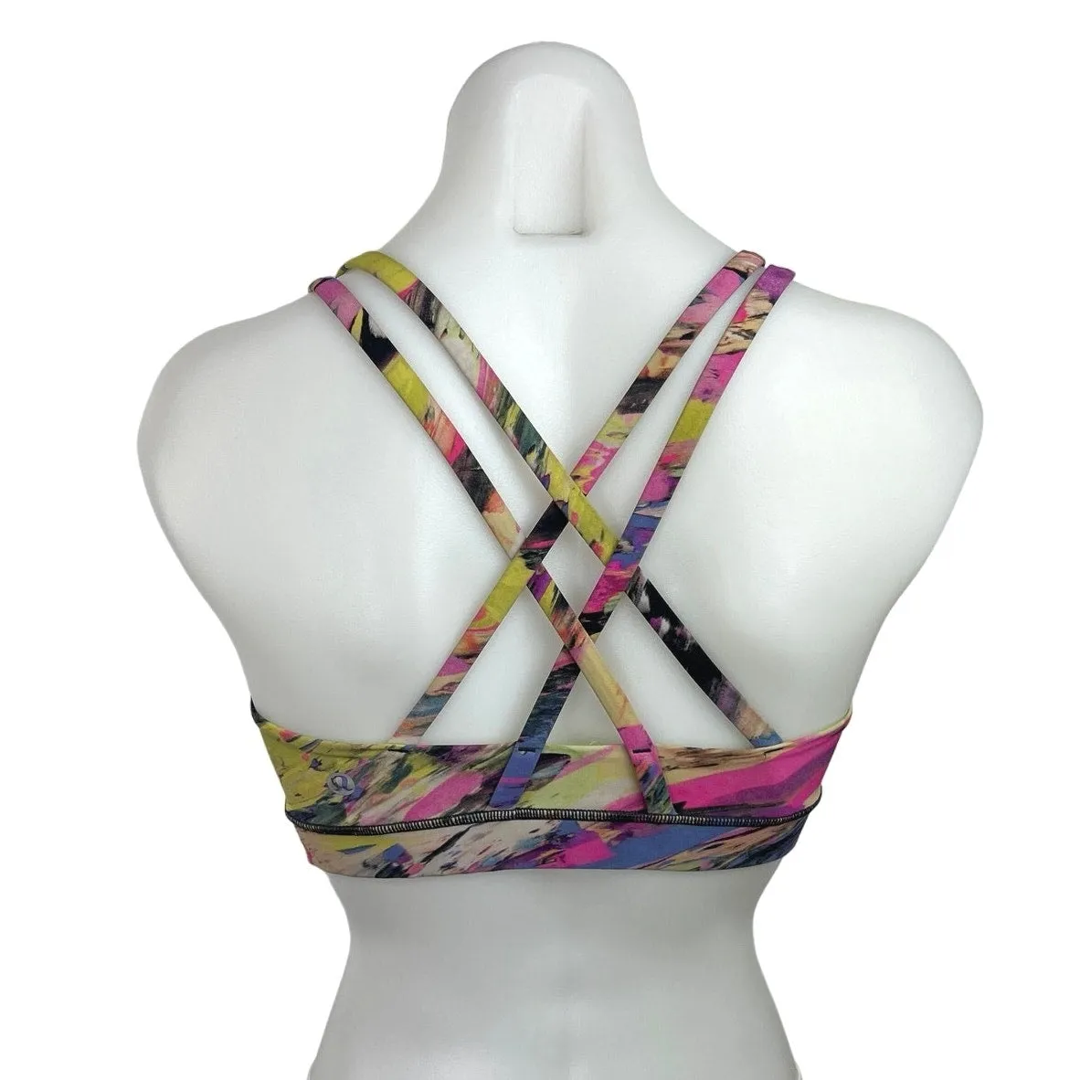 Lululemon Multicolor Scoop Neck Criss Cross Strappy Back Yoga Sports Bra Size S