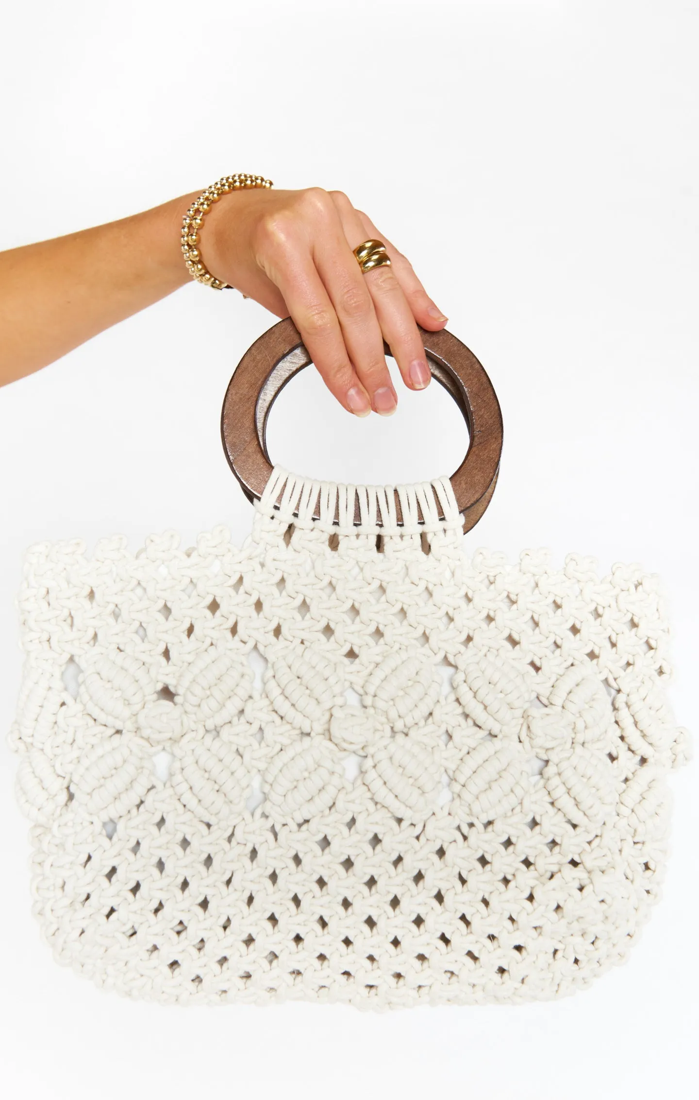 Macrame Bag ~ Floral Ivory