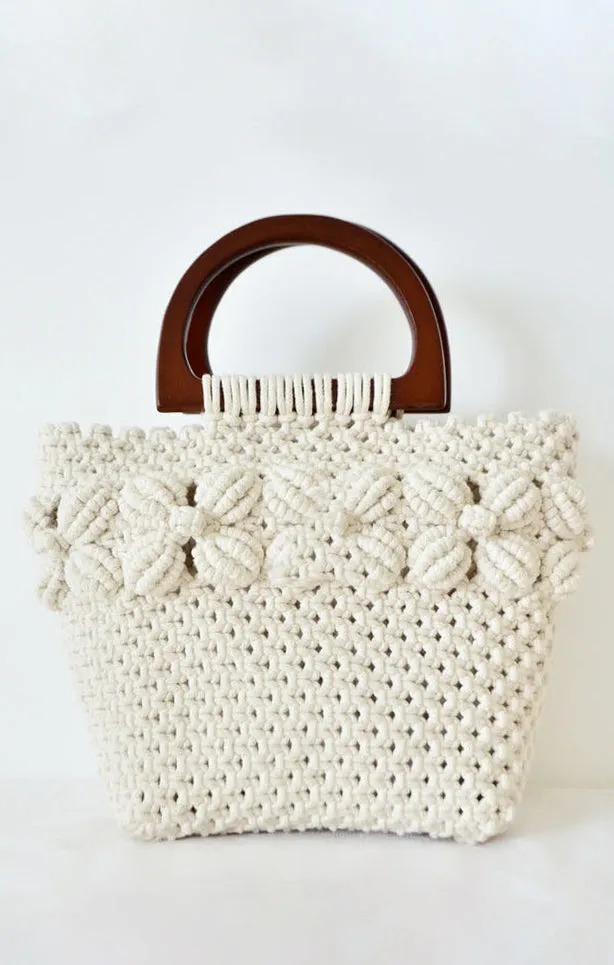 Macrame Bag ~ Floral Ivory