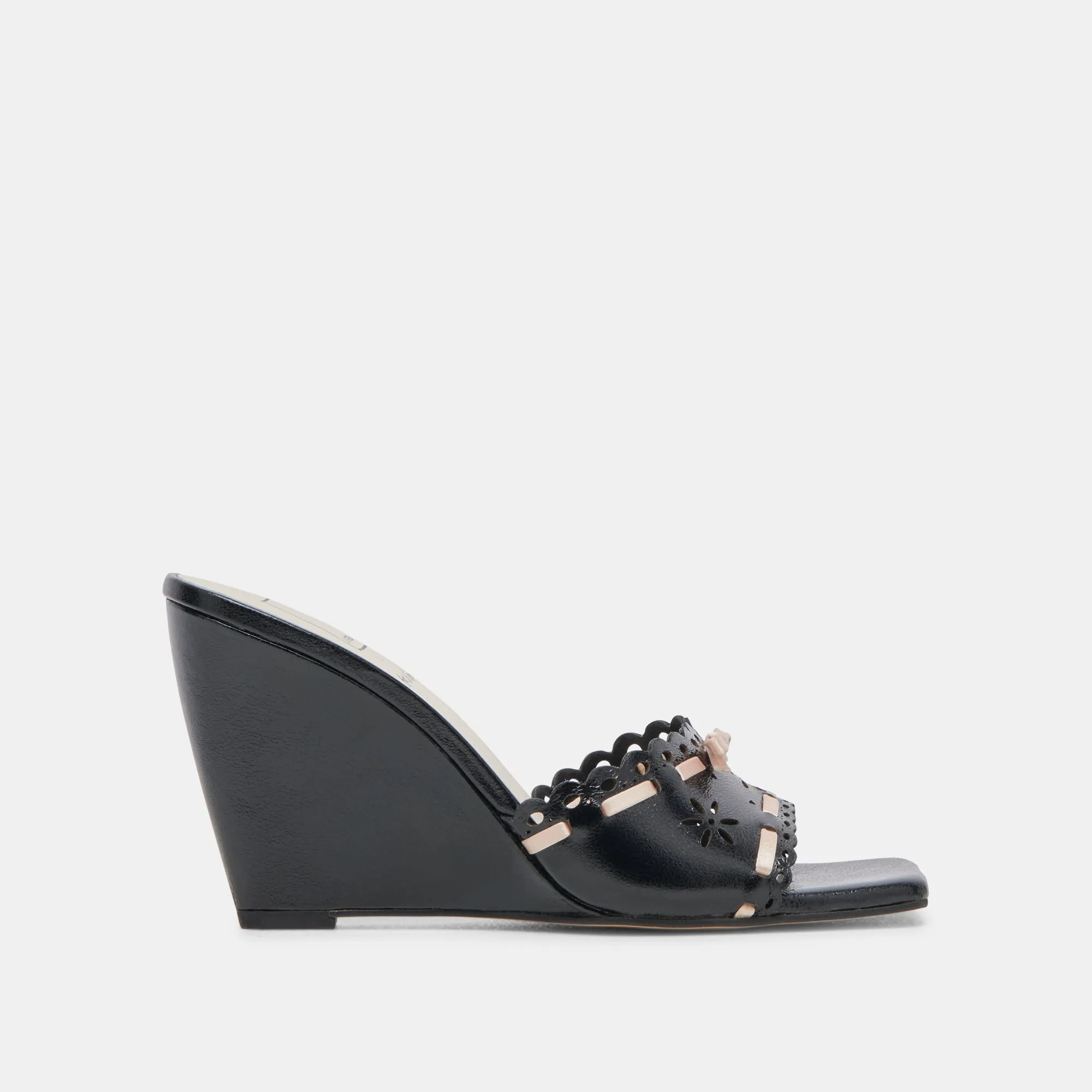 Midnight Patent Leather Madale Wedge Sandals