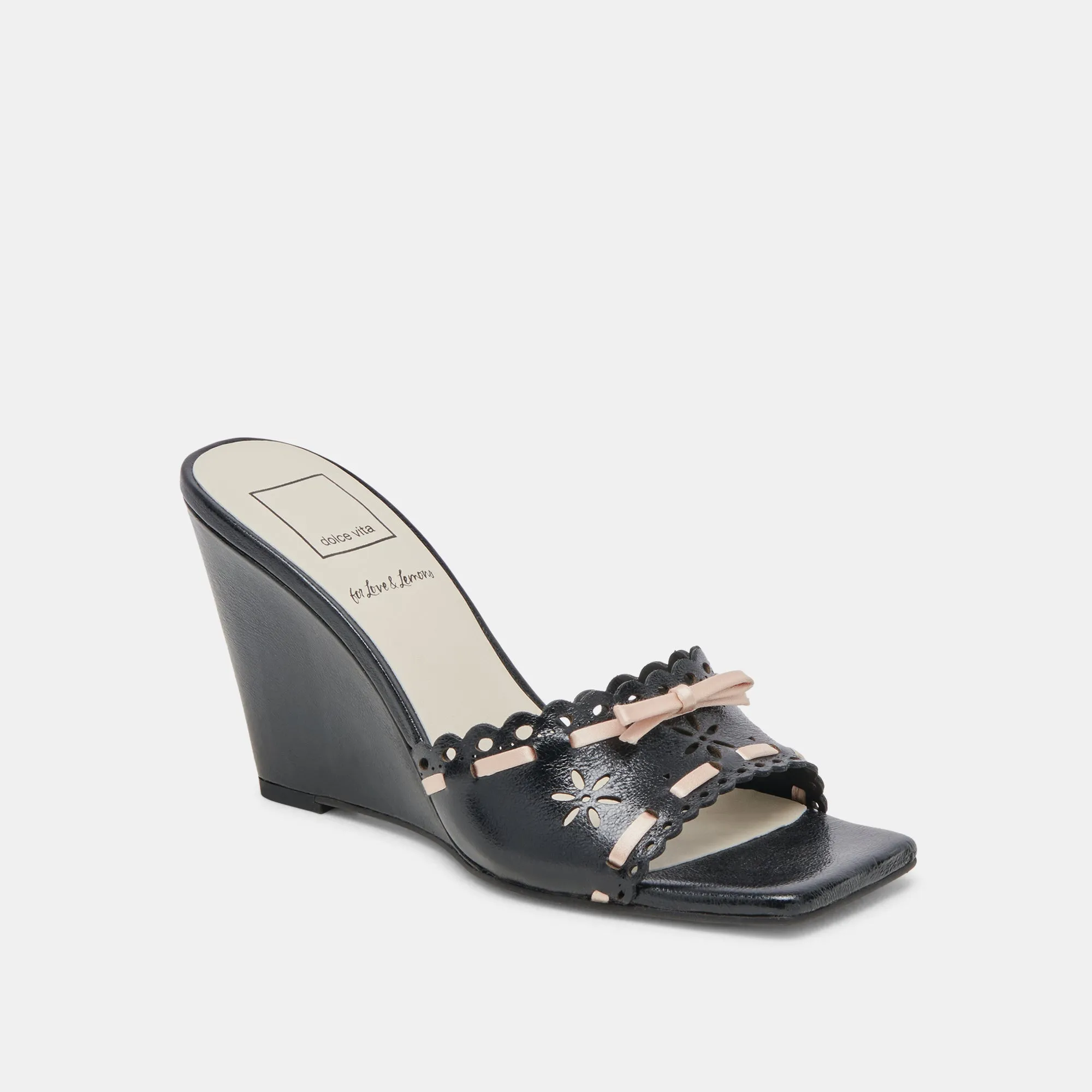 Midnight Patent Leather Madale Wedge Sandals