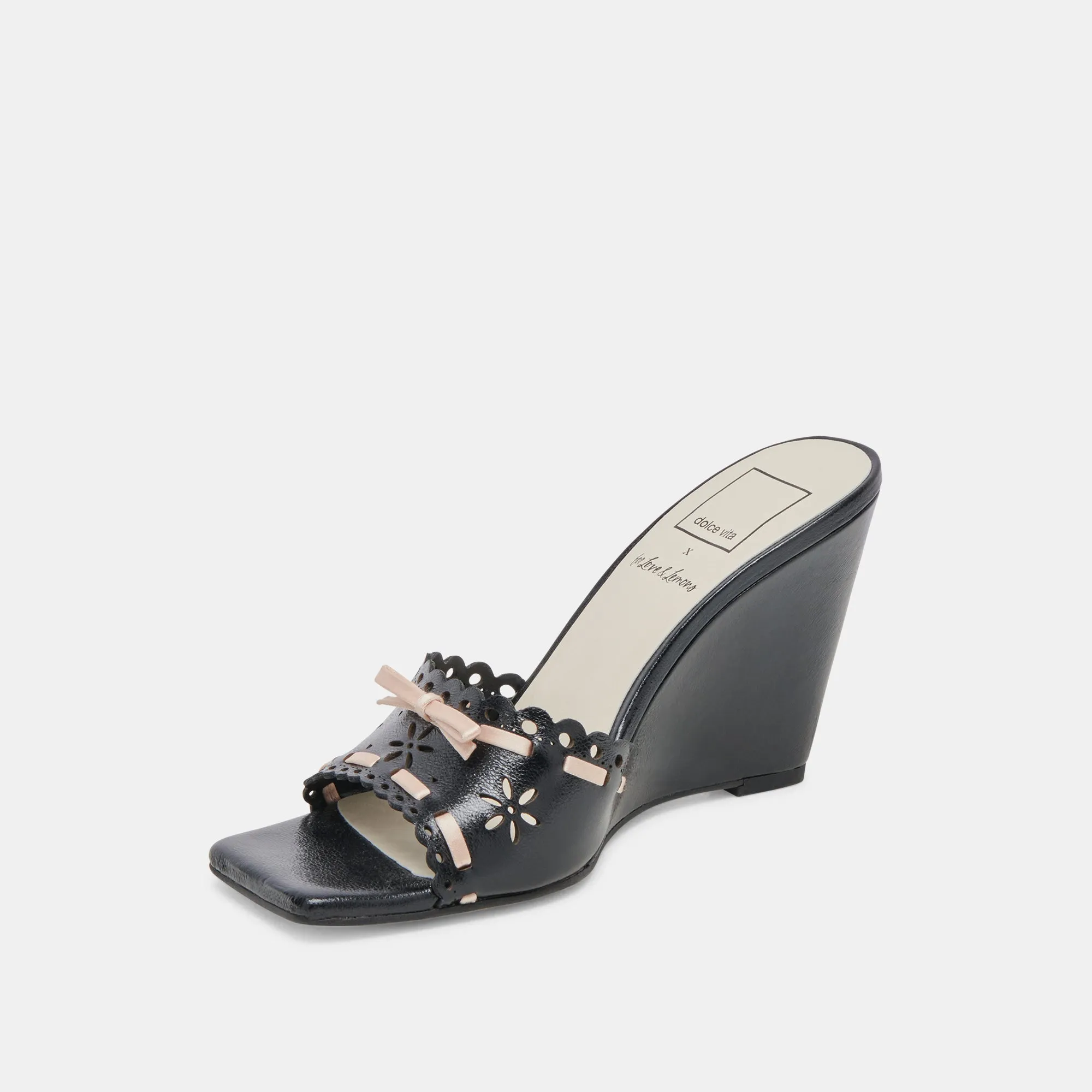 Midnight Patent Leather Madale Wedge Sandals