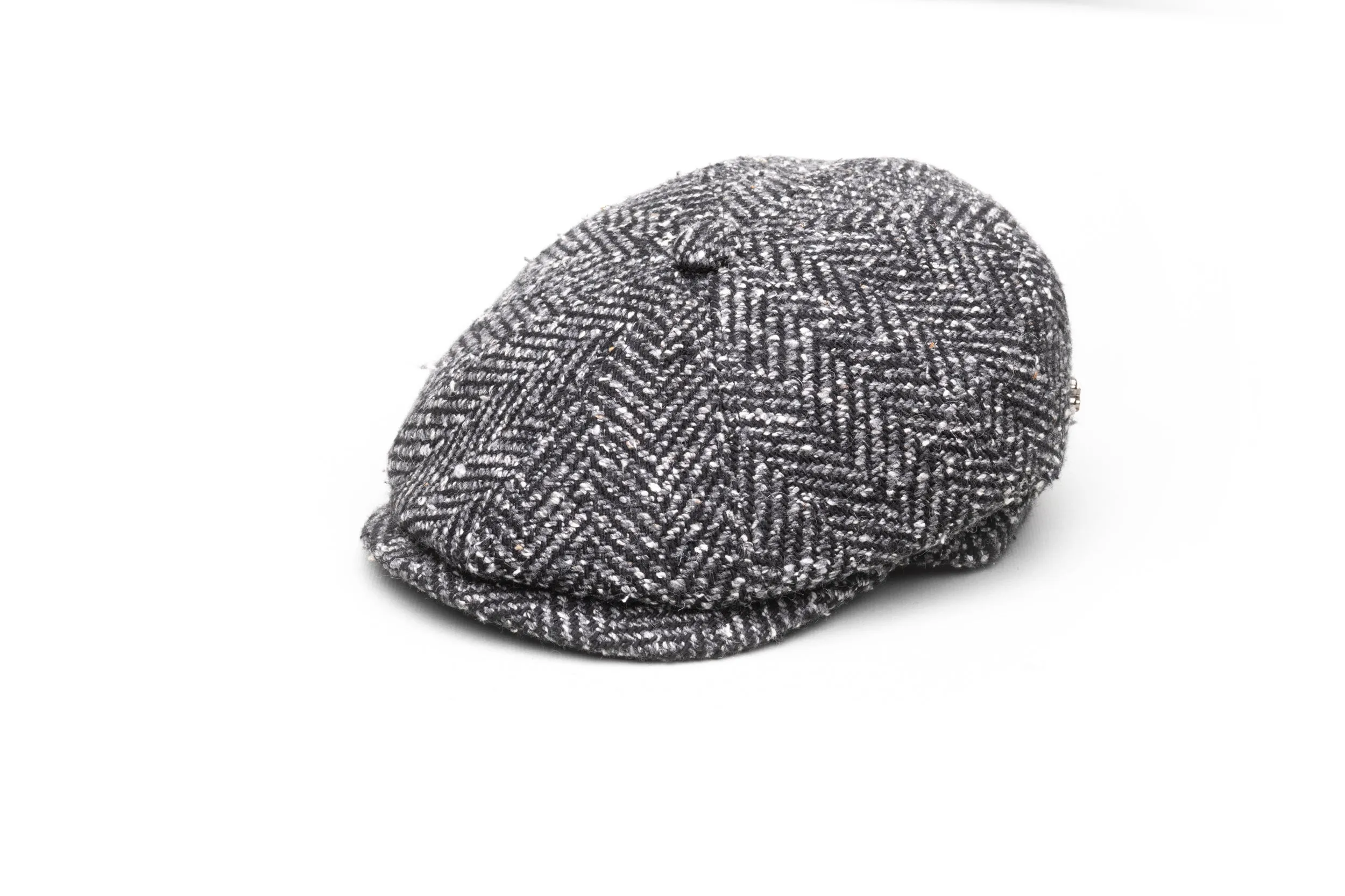 Medium Grey Herringbone Flat Cap