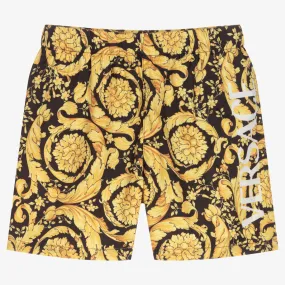 Men's Black and Gold Swim Trunks