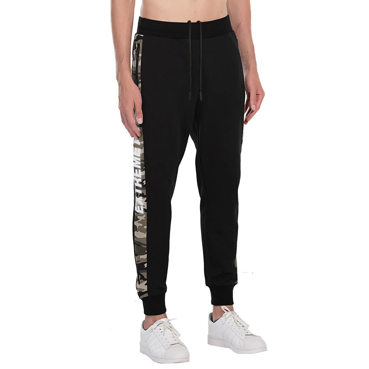 Mens Joggers Sport Camo Sweatpants size S M L XL CHARCOAL BLACK