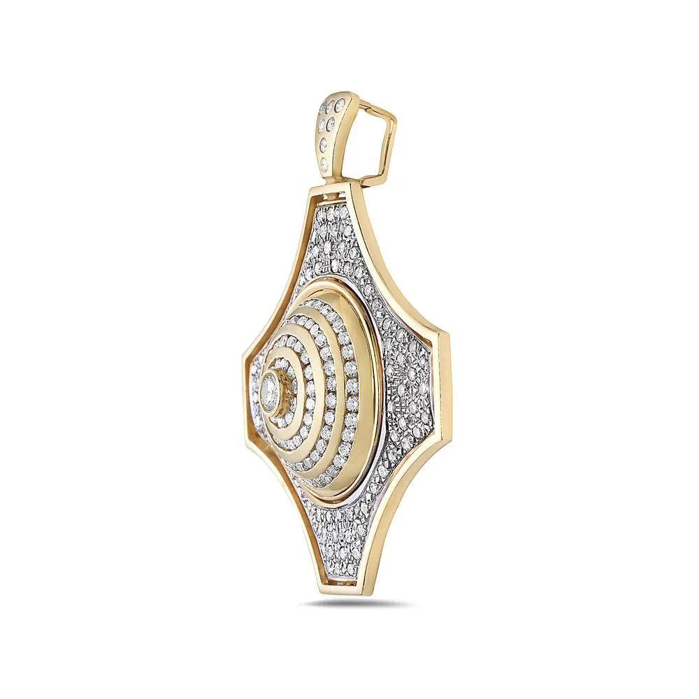 Men's Native Pendant in 14K Yellow Gold with 5.00 CT Diamonds