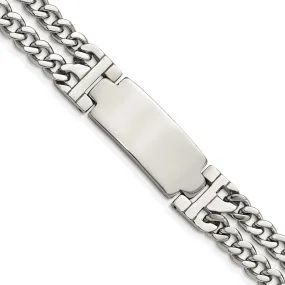 Men's Stainless Steel Adjustable Double Curb I.D. Bracelet, 8.25 Inch