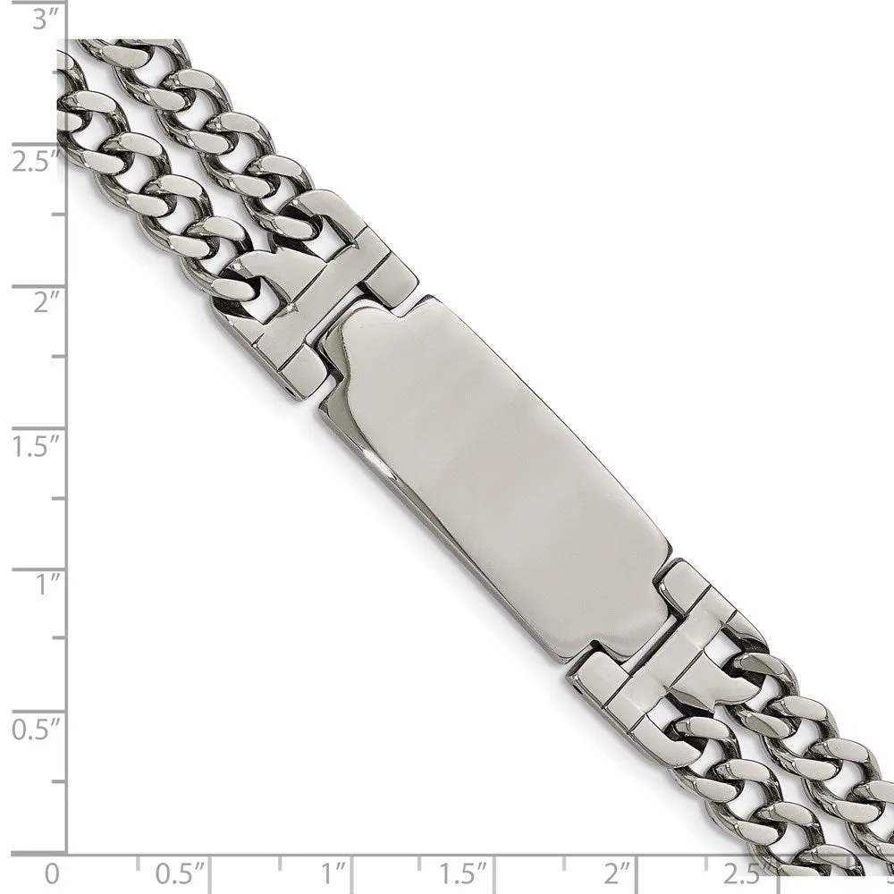 Men's Stainless Steel Adjustable Double Curb I.D. Bracelet, 8.25 Inch