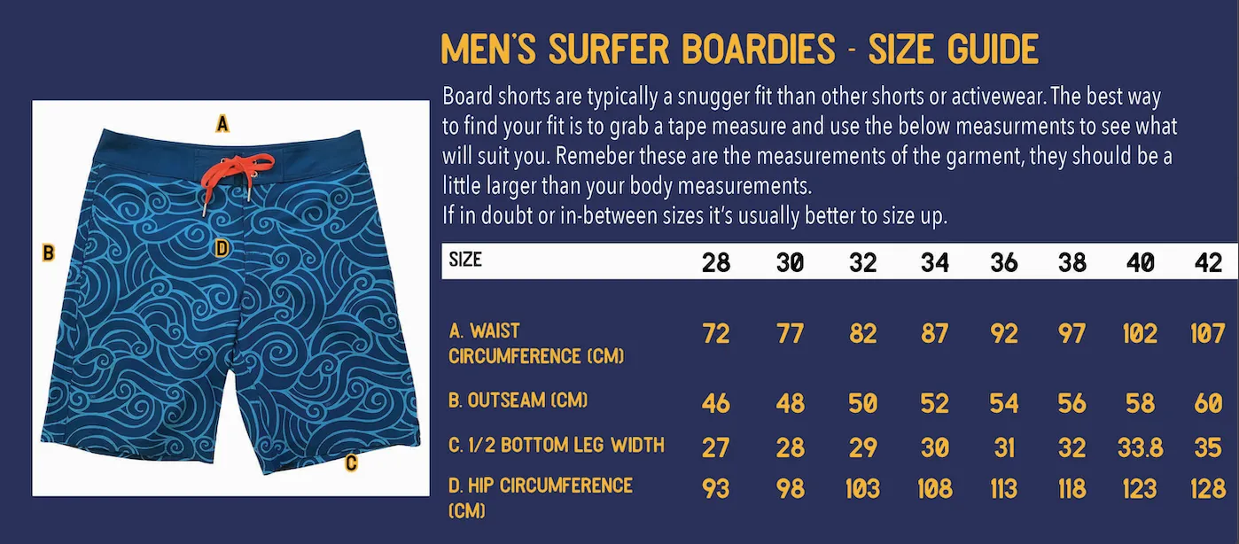 Men's Surfer Boardies: Numbat