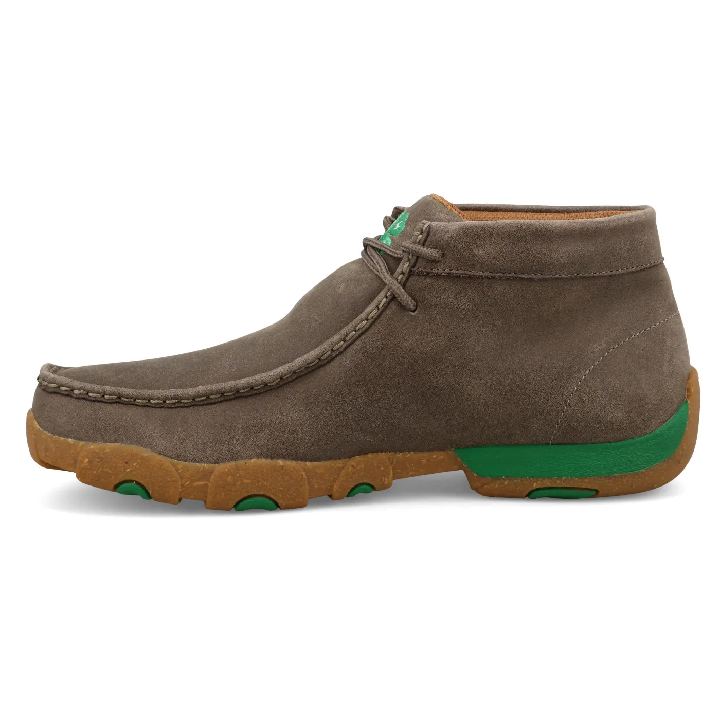 Men's Twisted X Taupe & Green Driving Moc