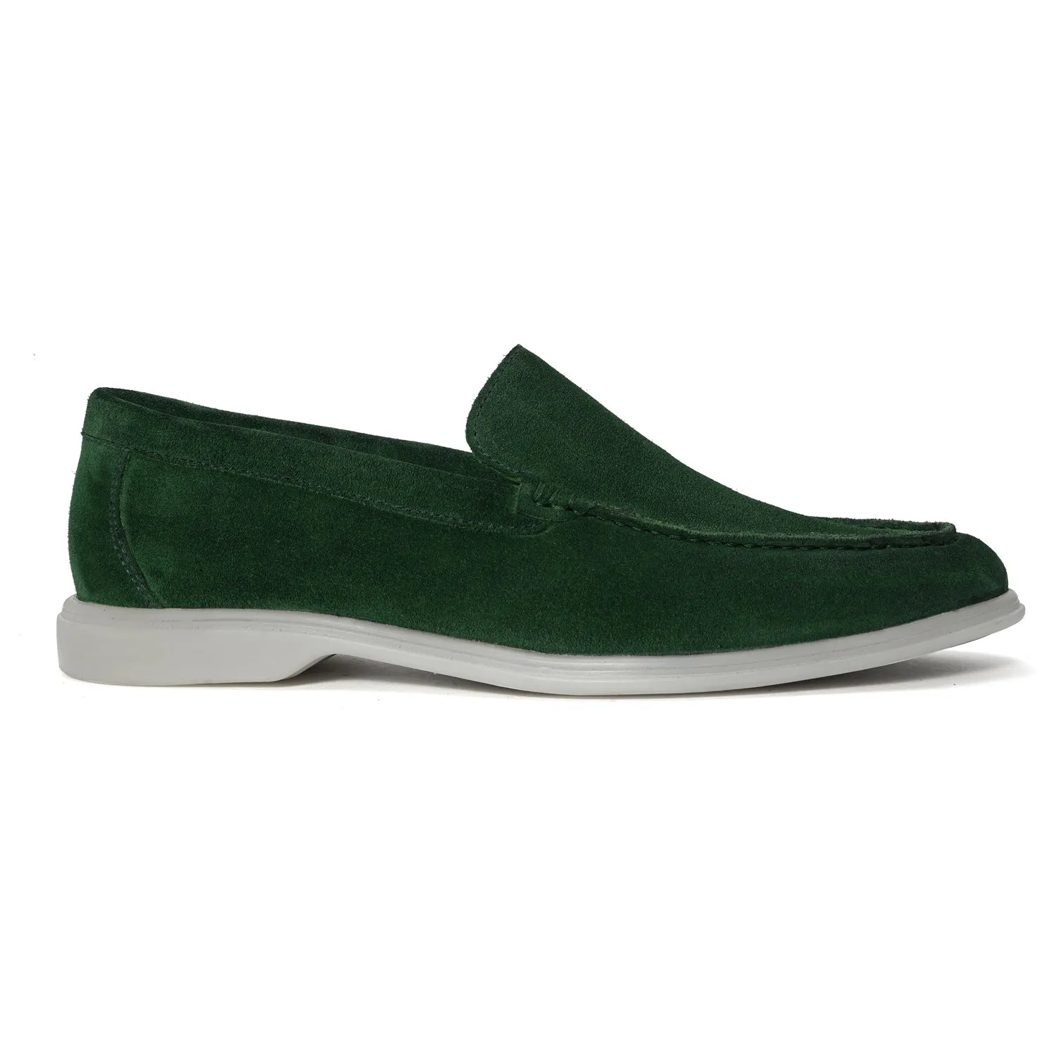 Men's Yacht Shoes in Green suede Leather