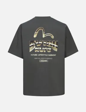 Metallic Effect Logo Print Oversized T-shirt