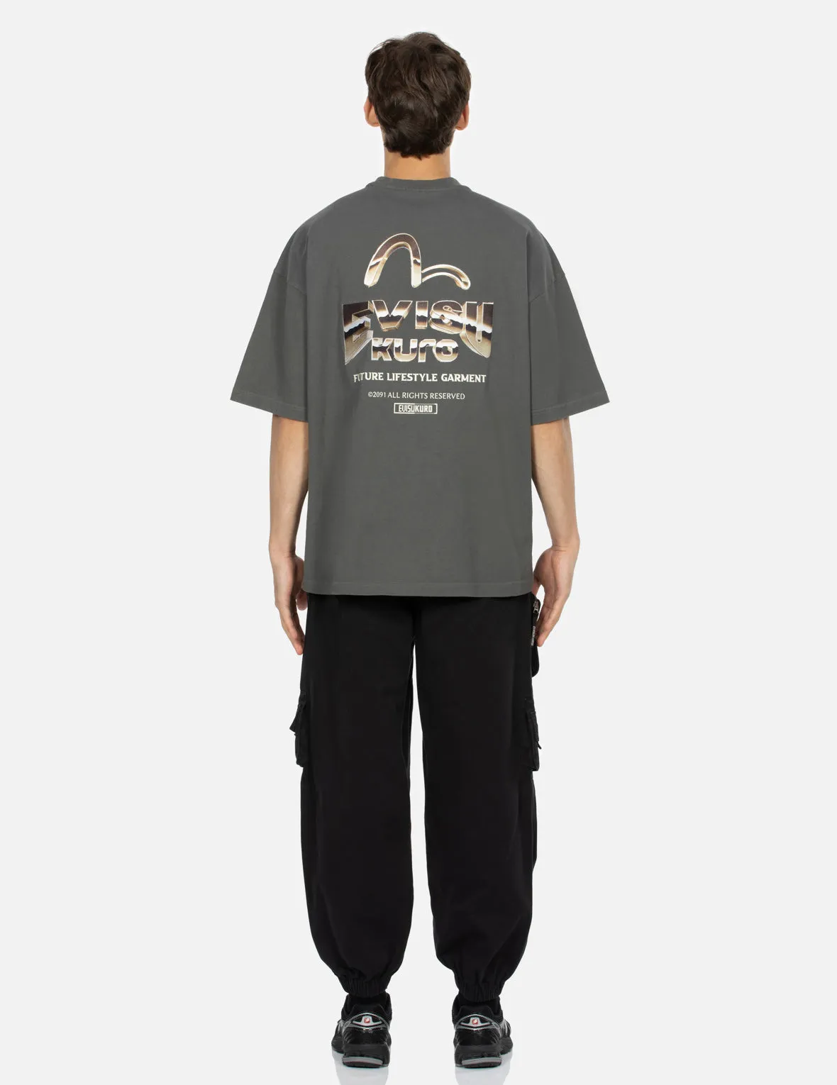 Metallic Effect Logo Print Oversized T-shirt